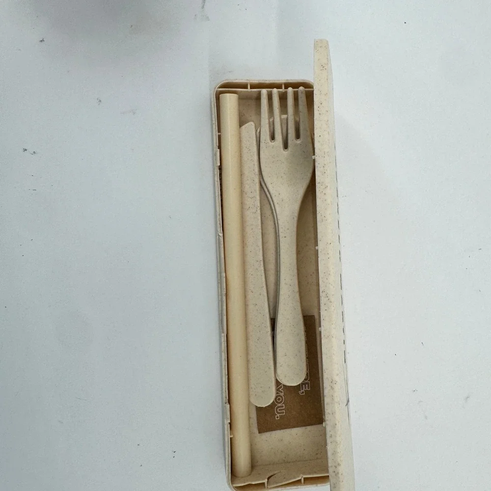 Lockheed Martin Travel Utensil Set OS Beige Wheat Straw Reusable Case Aerospace‎